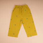Girls mustard yellow sleeveless top and pant co-ord set by Boon Babies, featuring a stylish, comfortable design for girls.
