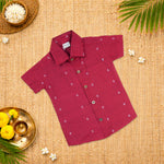 Elegant handloom silk cotton shirt with optional dhoti set for boys—perfect for festive and traditional occasions.