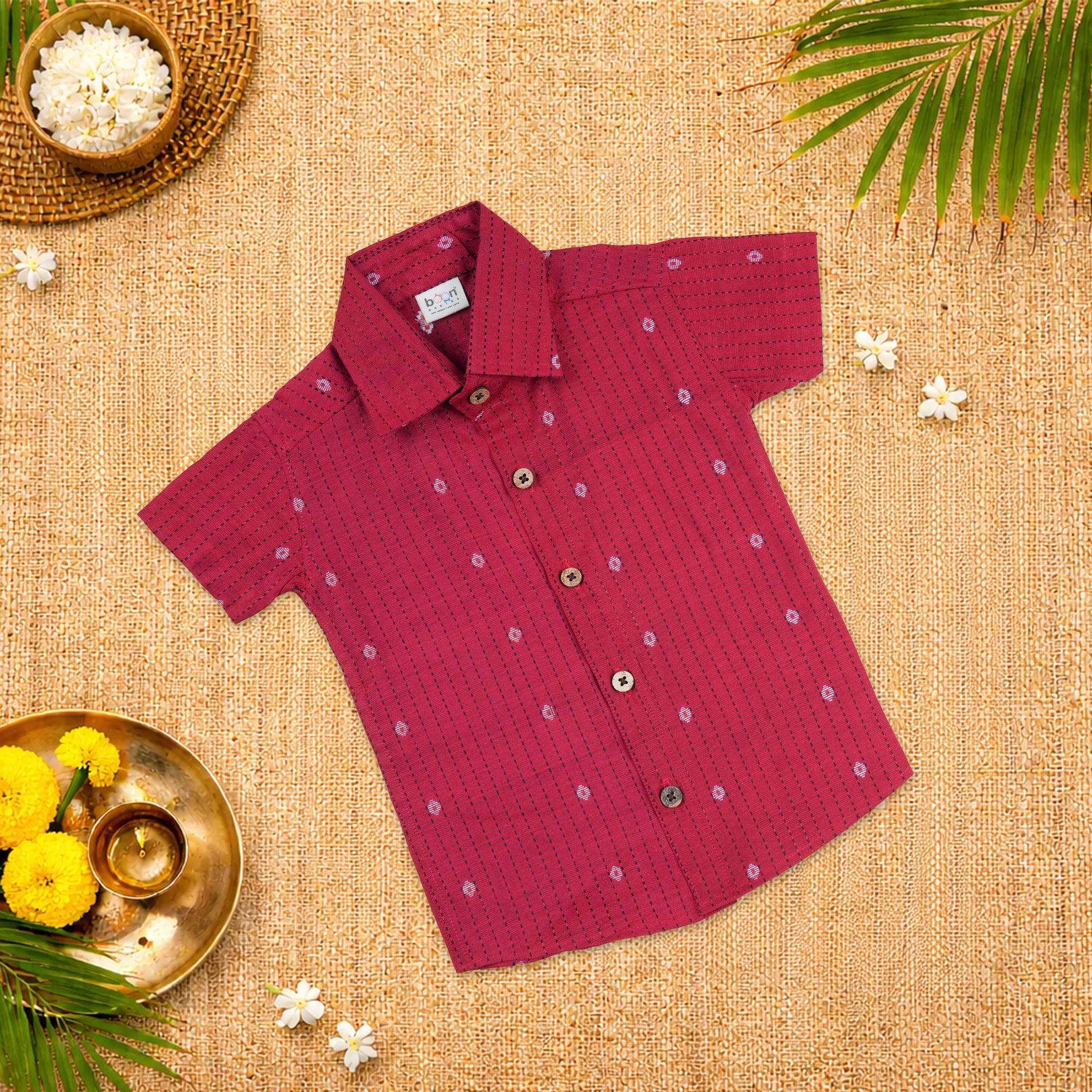 Elegant handloom silk cotton shirt with optional dhoti set for boys—perfect for festive and traditional occasions.