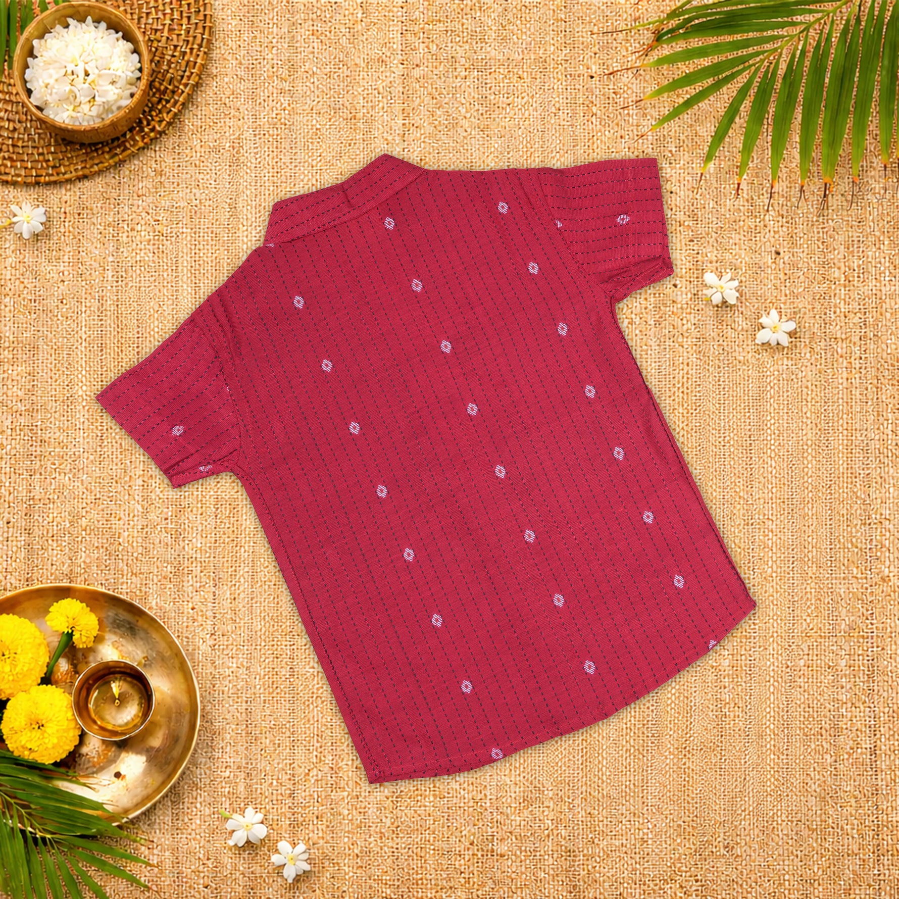 Elegant handloom silk cotton shirt with optional dhoti set for boys—perfect for festive and traditional occasions.