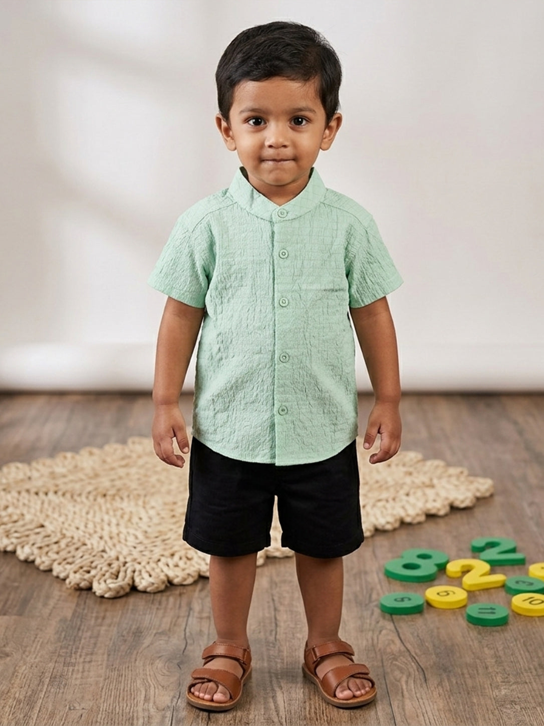 Popcorn Shirt for Boys  (6 Months–5 Years) | Lightweight  PolyCotton Casual Solid Shirt for Kids
