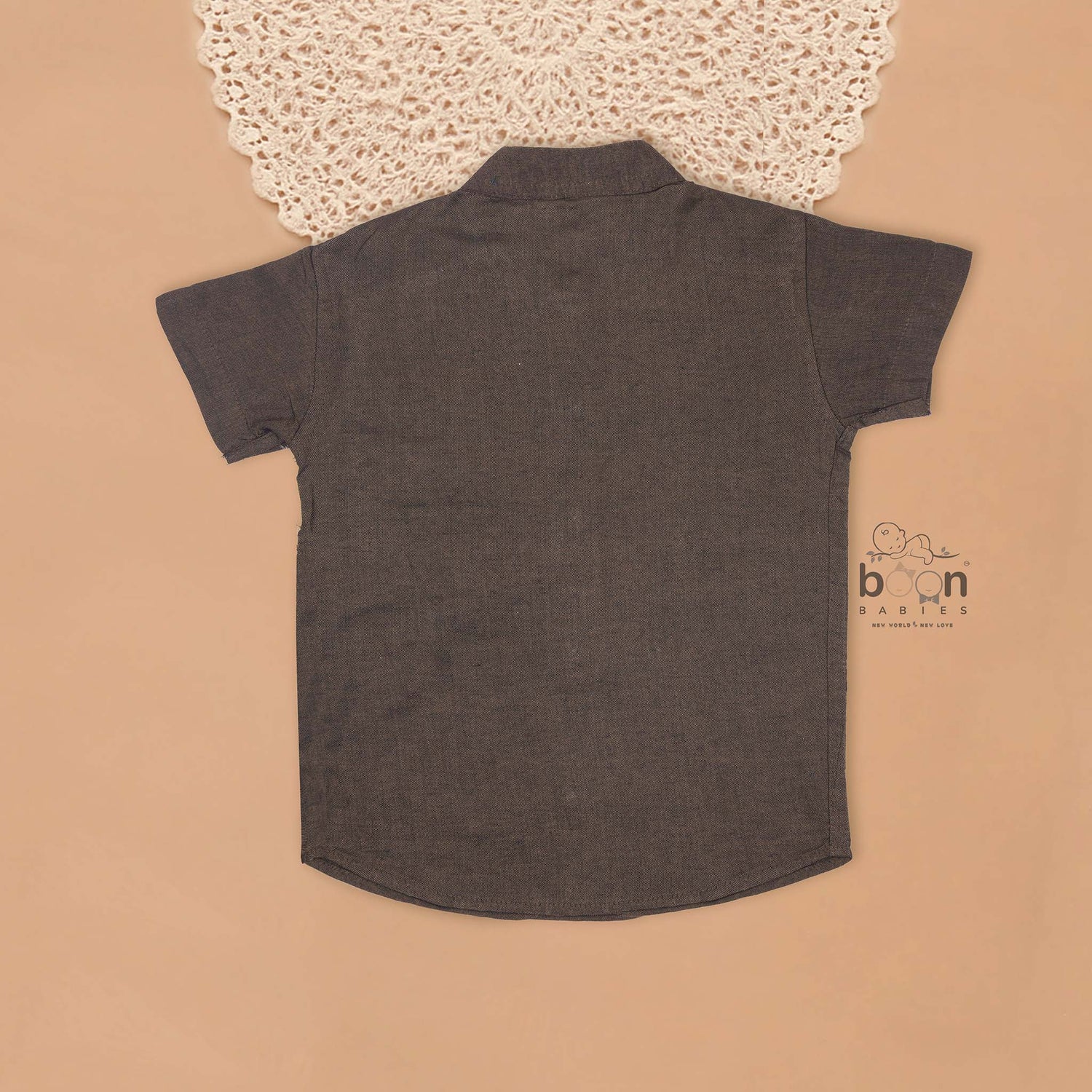 Earthy Brown Silk Shirt for Boys – Traditional Panel Style