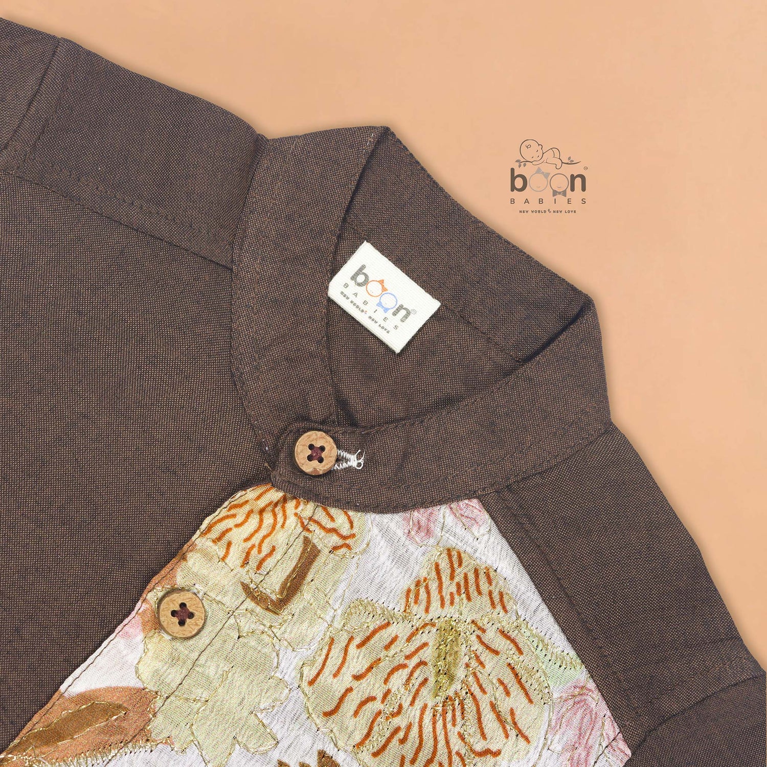 Earthy Brown Silk Shirt for Boys – Traditional Panel Style