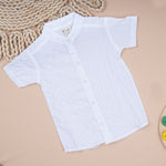 Lightweight solid popcorn shirt for boys from Boon Babies, casual polycotton shirt for kids aged 6 months to 5 years.