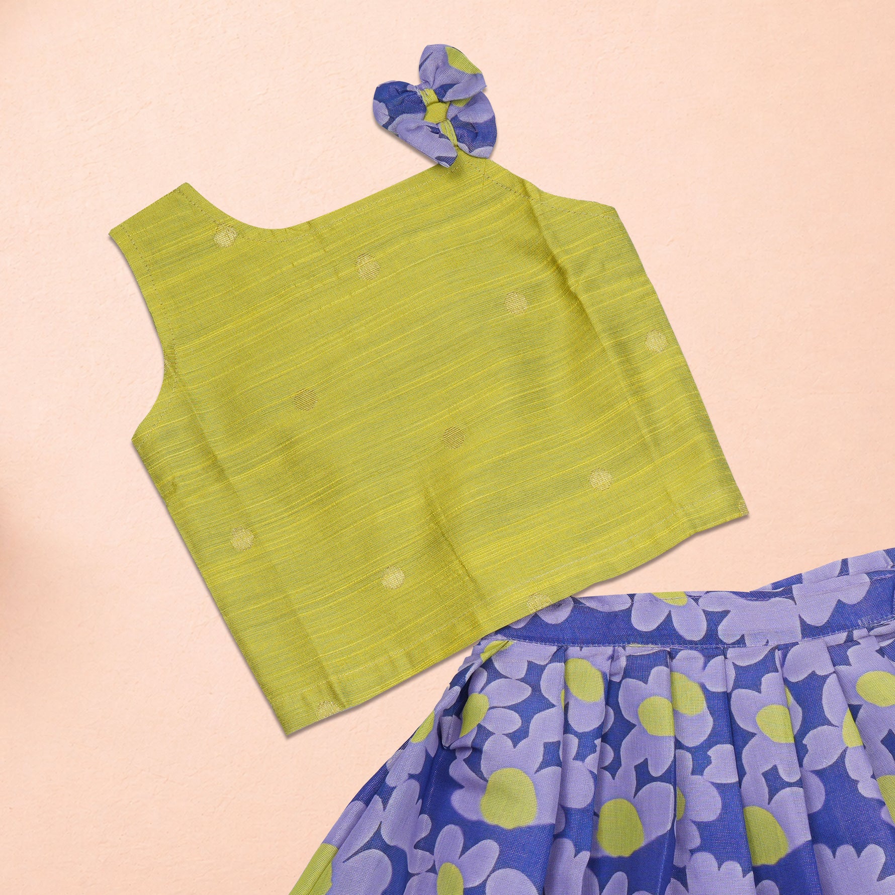 Boon Babies girls floral ethnic top and skirt set featuring colorful patterns and festive style for young girls.