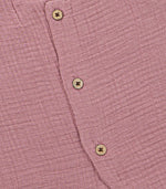 Dusty rose pink 4-layer crinkled muslin jabla with wooden buttons — super soft, airy daily wear for NB–6M.