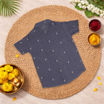 Elegant grey silk cotton shirt paired with traditional dhoti—perfect for festive and traditional occasions.