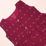 Maroon baby girl ethnic sleeveless frock by Boon Babies with intricate embroidery and comfortable fabric, perfect for special occasions.