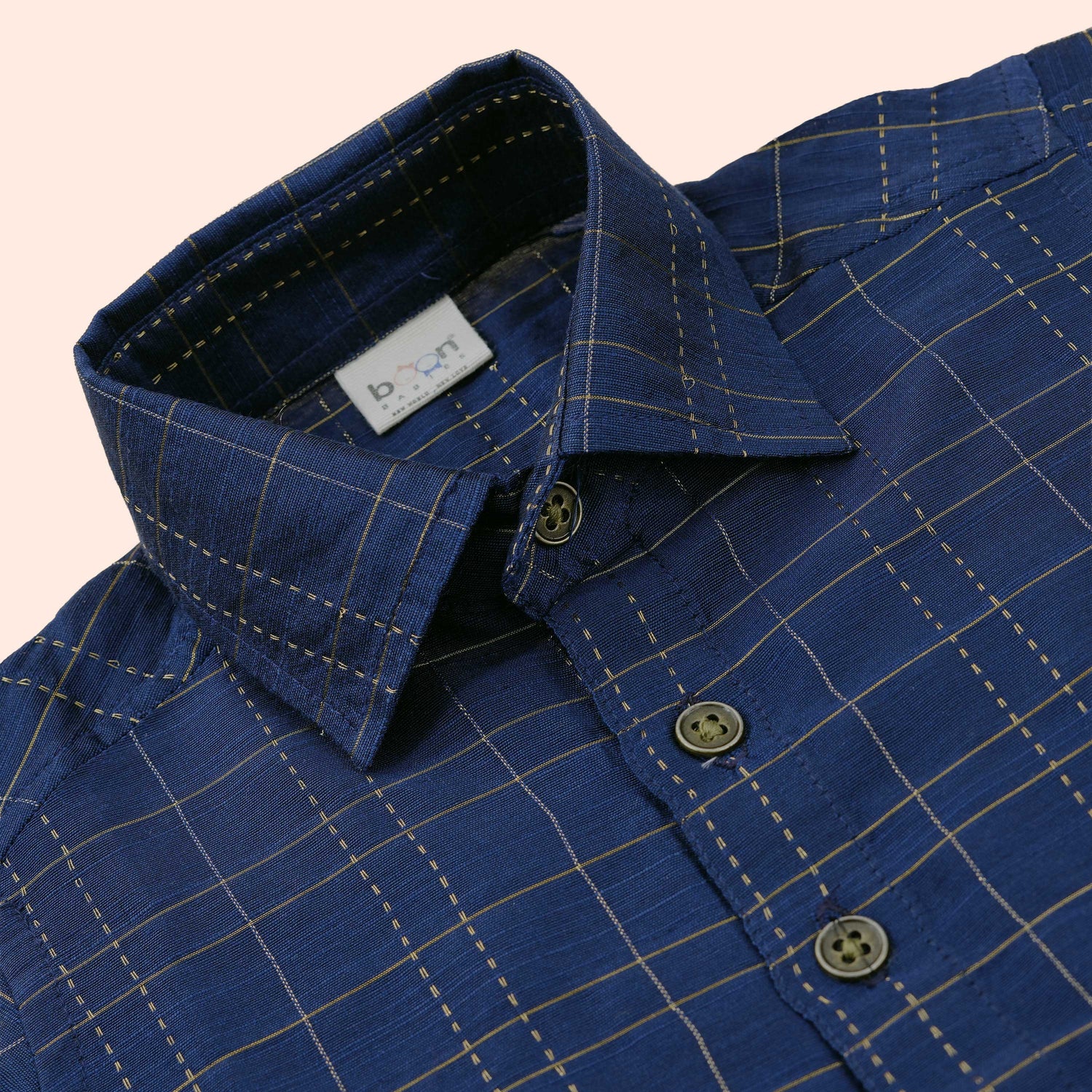 Royal Blue Silk Checkered Festive Shirt & Traditional Dhoti Set