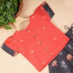 Red and black lotus ethnic skirt set for girls featuring a traditional top and skirt by Boon Babies.