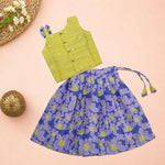 Boon Babies girls floral ethnic top and skirt set with colorful patterns, perfect for festive wear and traditional occasions.