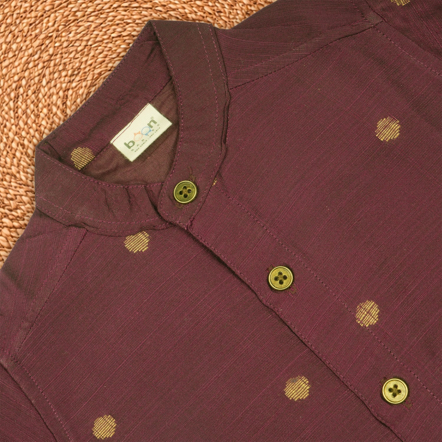 Yellow ethnic shirt and matching dhoti made from premium raw silk, traditional festive wear for men by Boon Babies.