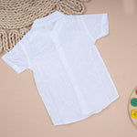 Lightweight solid popcorn shirt for boys by Boon Babies, casual polycotton toddler shirt in size 6 months to 5 years.