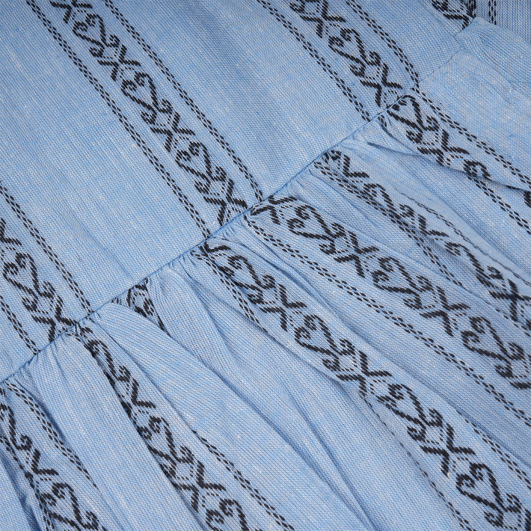 Sky blue handloom cotton sleeveless top and pant set with lining and elastic fit for girls aged 1–5 years. Comfortable everyday kidswear from Boon Babies, Coimbatore.