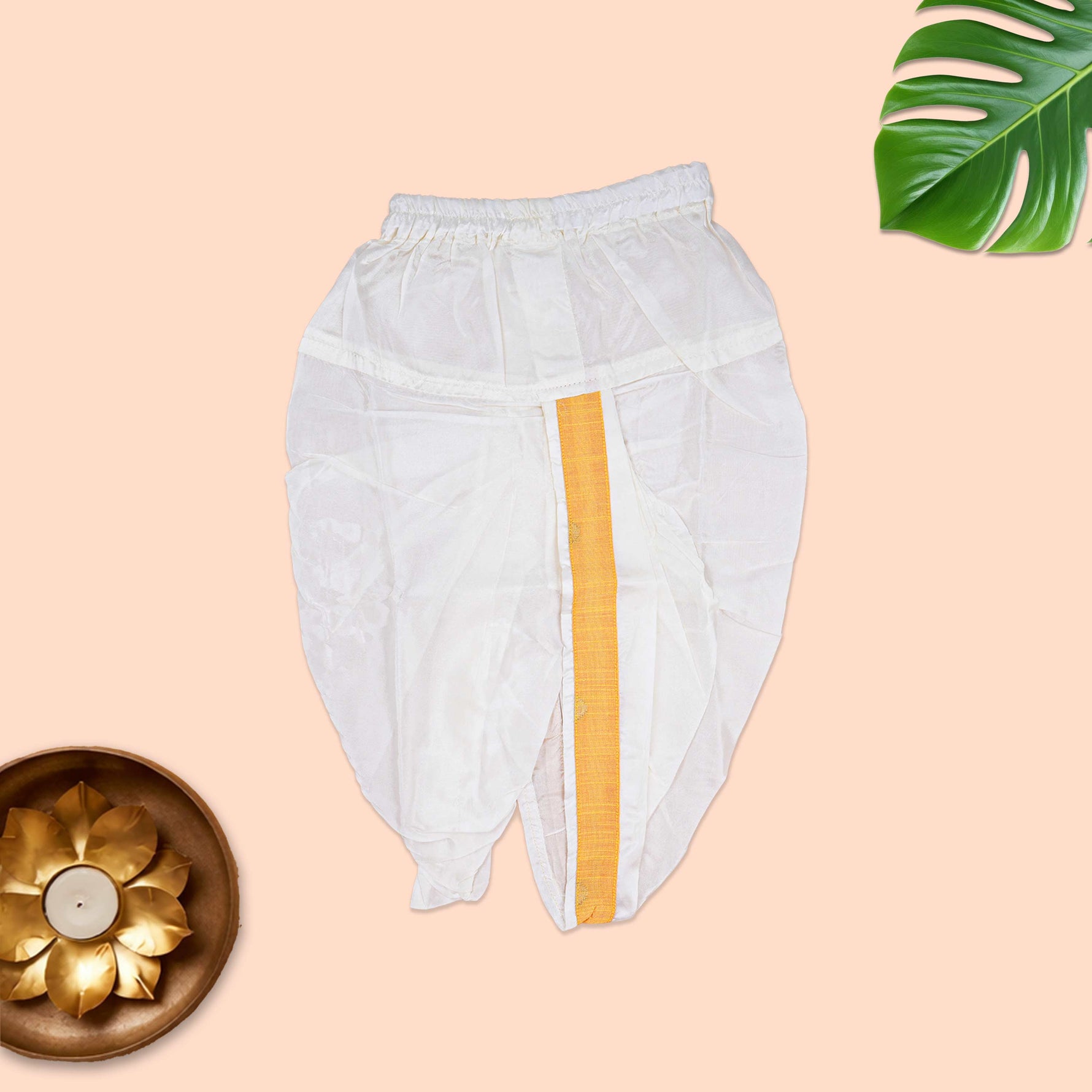 Boon Babies boys festive ethnic wear set with a mandarin collar shirt and panchagajam, perfect for traditional celebrations.