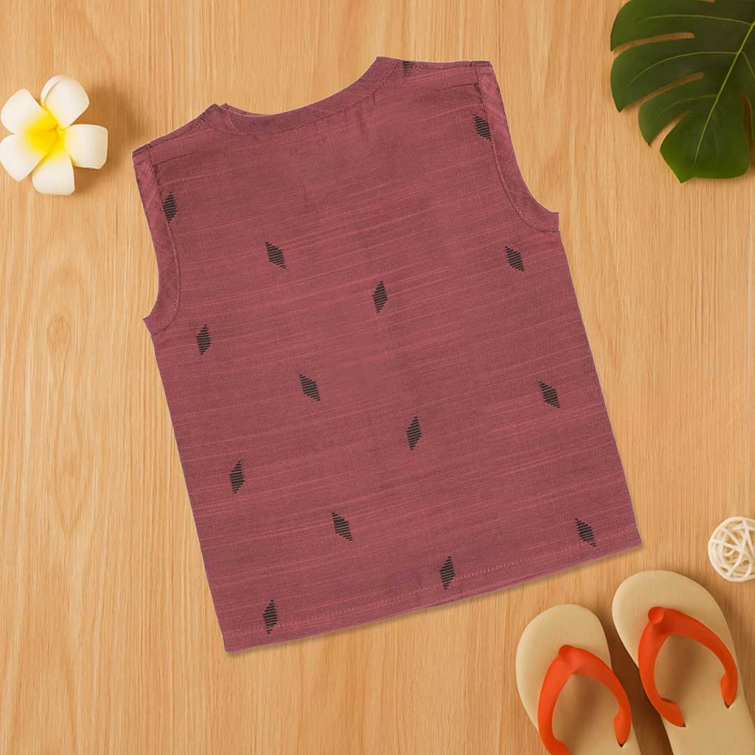 Maroon Ethnic Jabla with Wooden Buttons – Soft & Traditional