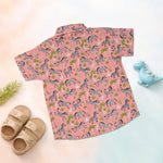 Boon Babies Jaipur cotton zebra print shirt and shorts set in peach, featuring a straight collar for summer wear.