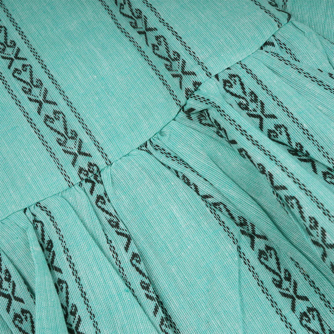 Mint green handloom cotton sleeveless top and pant set with lining and elastic fit for girls aged 1–5 years. Comfortable everyday kidswear from Boon Babies, Coimbatore.