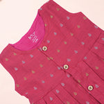 Pink ethnic sleeveless frock for baby girls by Boon Babies, featuring traditional design and soft fabric, perfect for festive occasions.