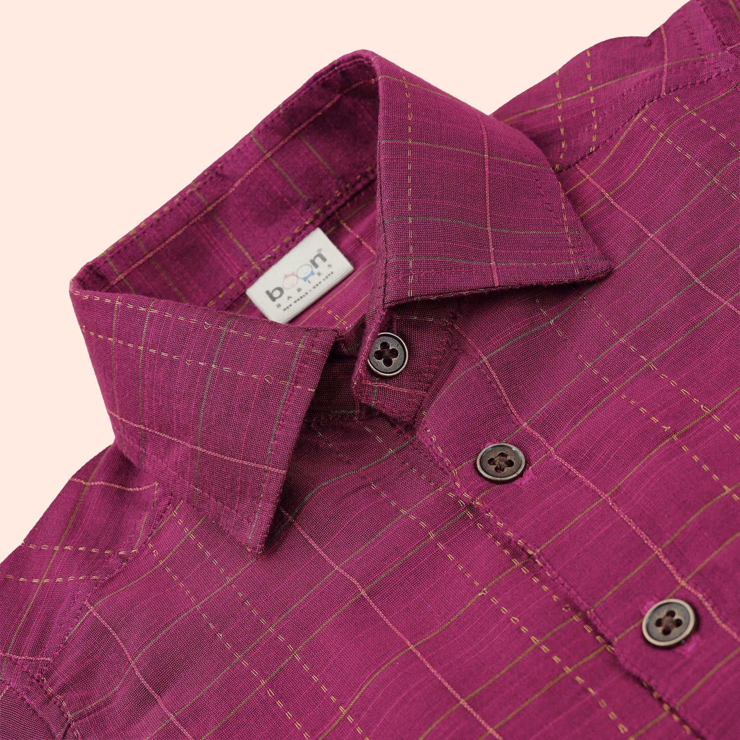 Regal Pink Silk Festive Check Shirt & Dhoti Set for Boys