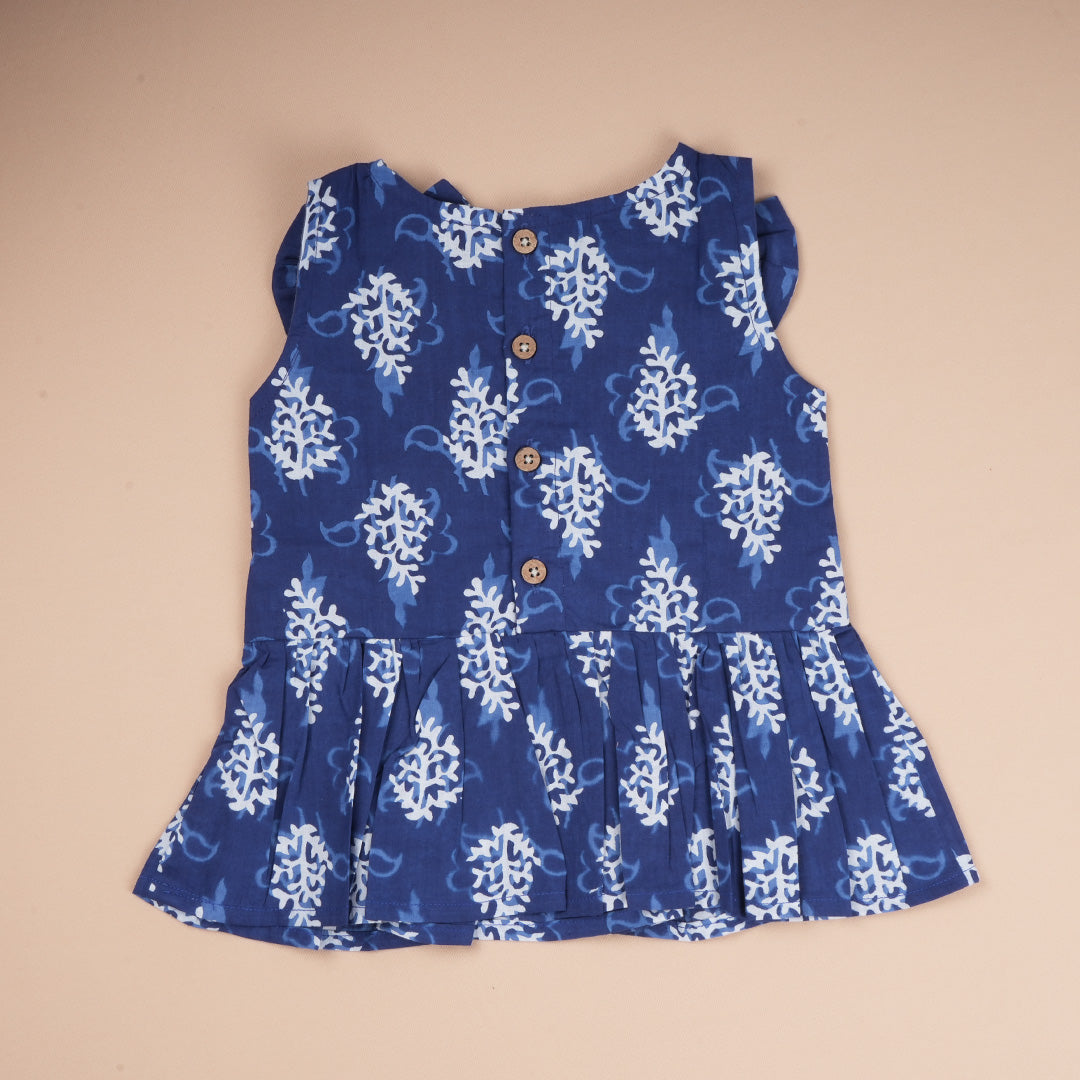 Girls royal blue sleeveless co-ord set with top and pants by Boon Babies, stylish and comfortable for everyday wear.