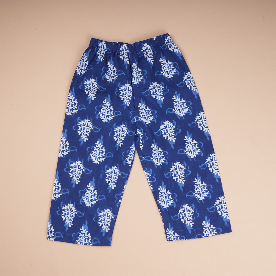 Girls royal blue sleeveless co-ord set with a top and pants by Boon Babies, perfect for casual or special occasions.