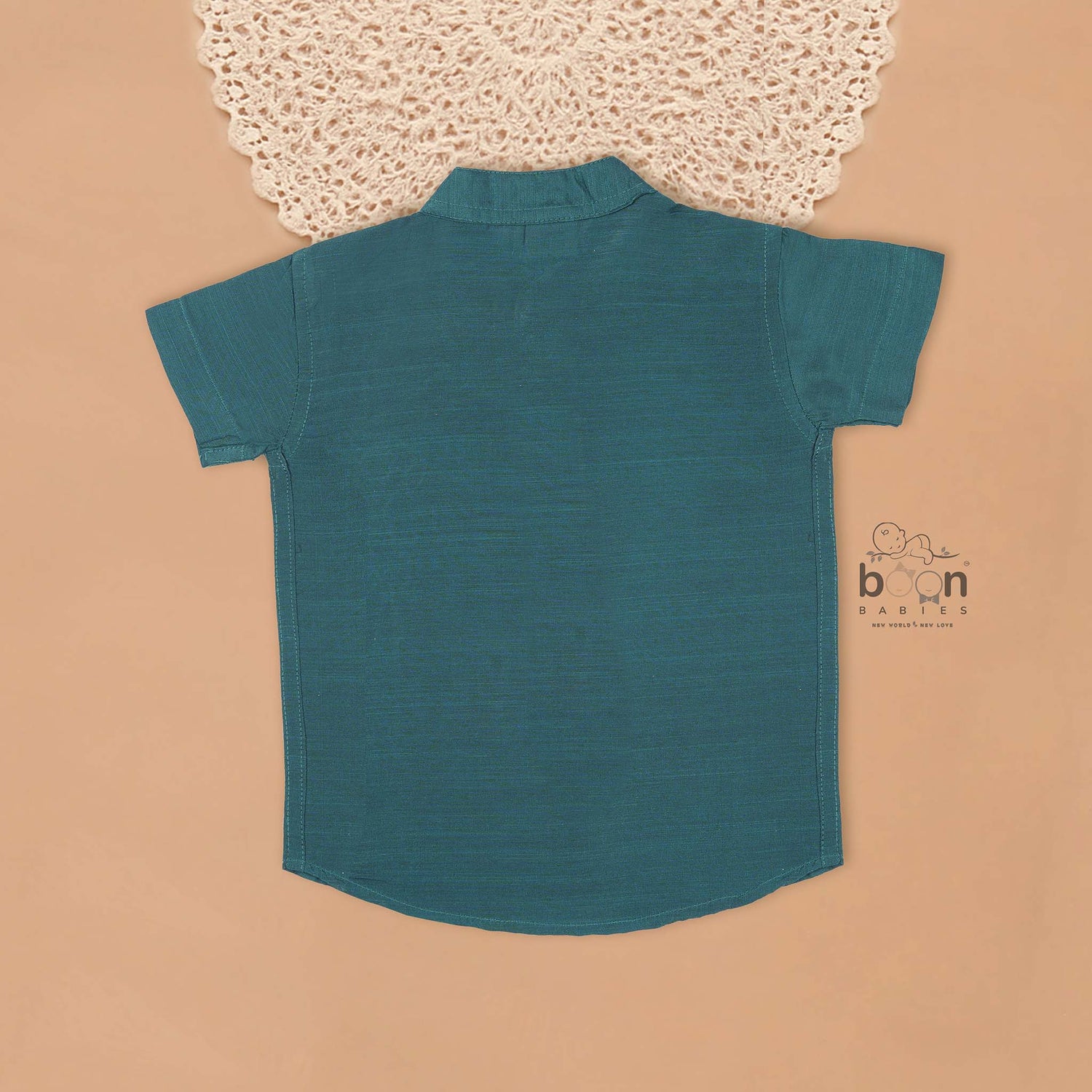 Teal Green Silk Shirt for Boys – Festive & Traditional Panel Style