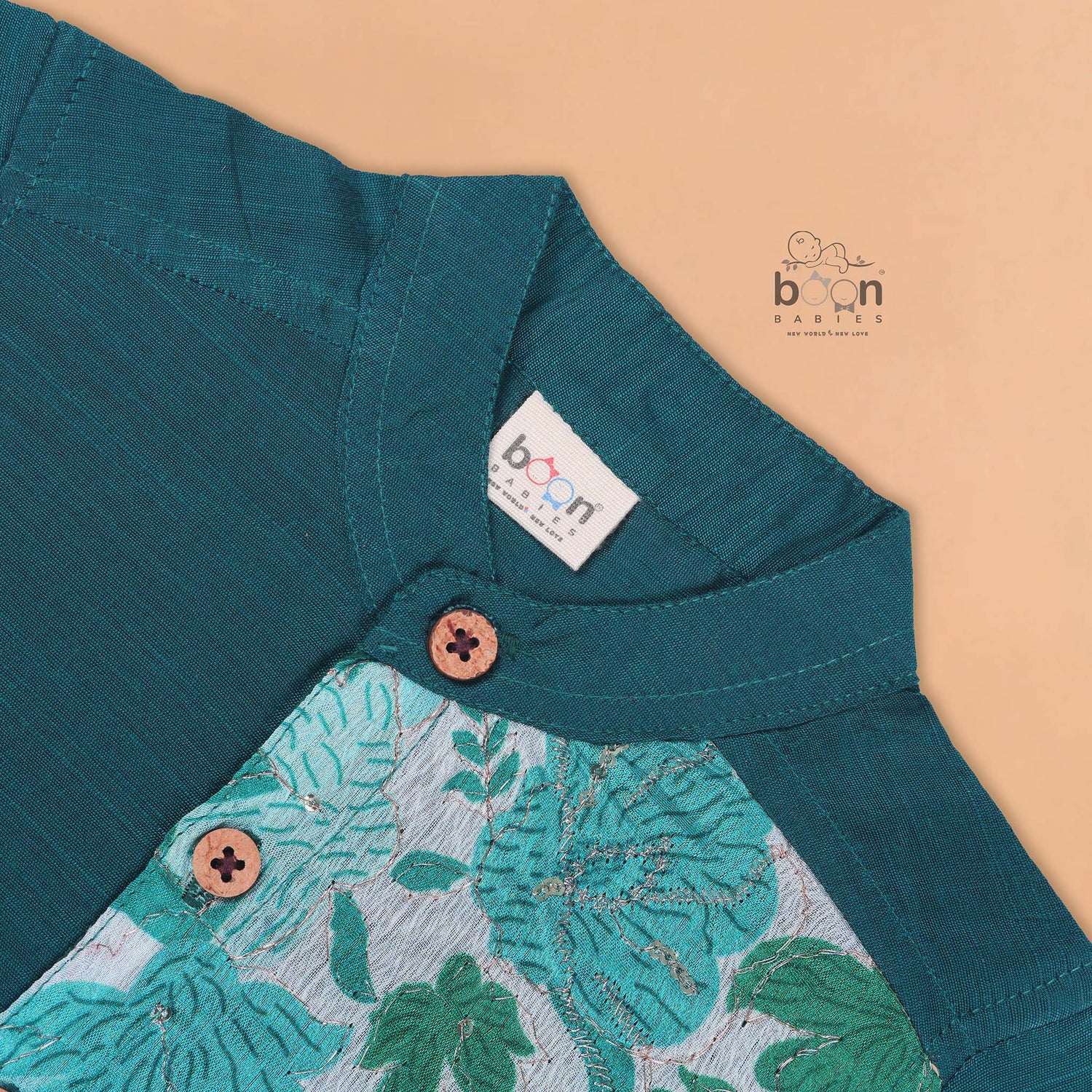 Teal Green Silk Shirt for Boys – Festive & Traditional Panel Style