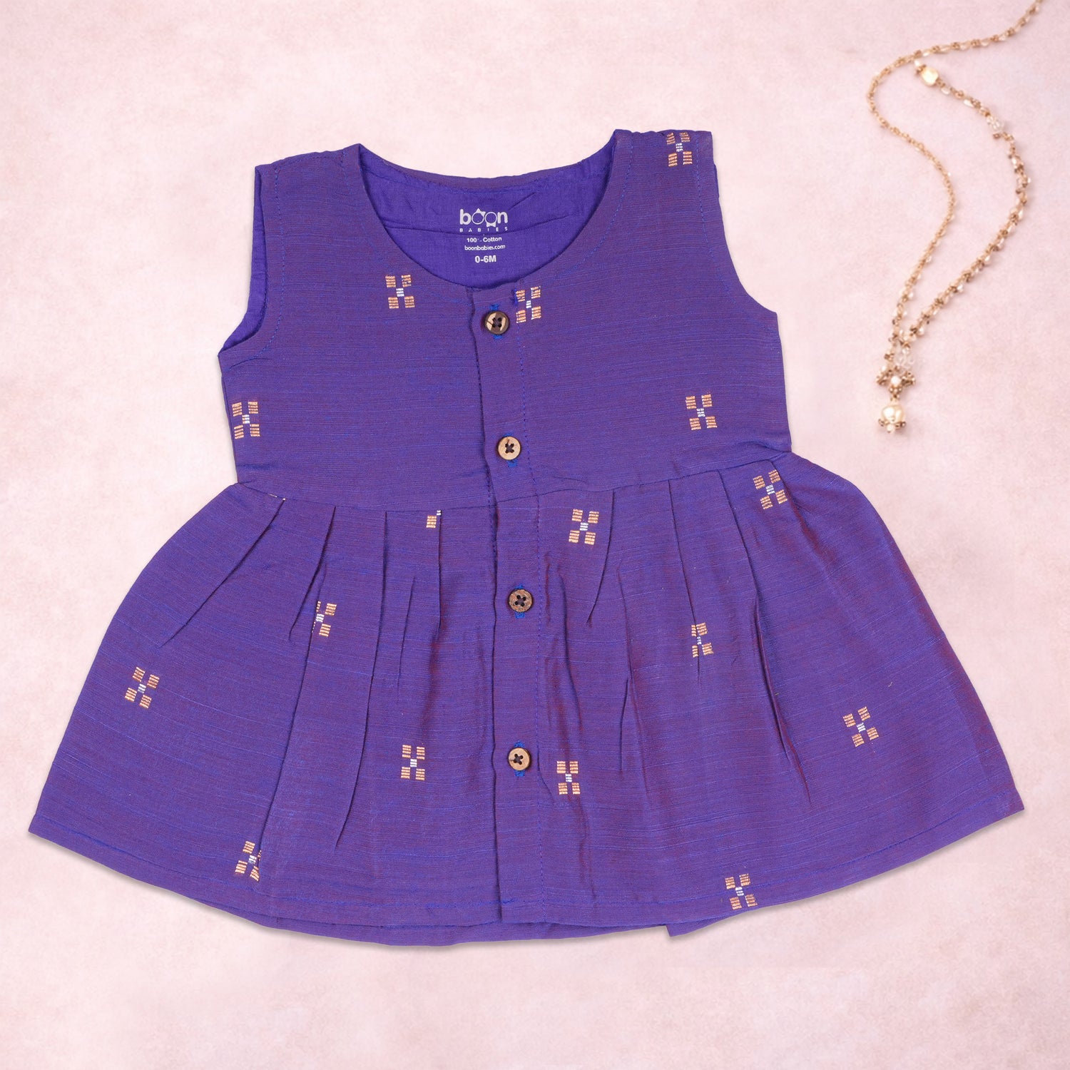 Premium Ethnic Sleeveless Frock for Baby Girls - Purple