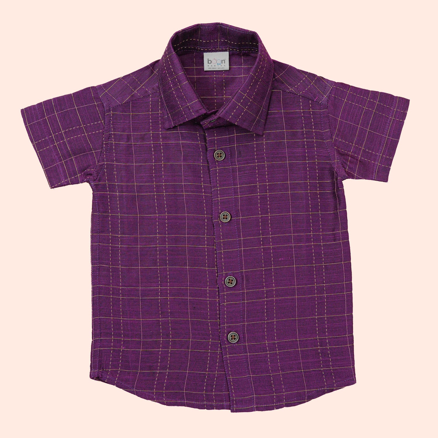 Majestic Purple Silk Checkered Festive Shirt for Boys