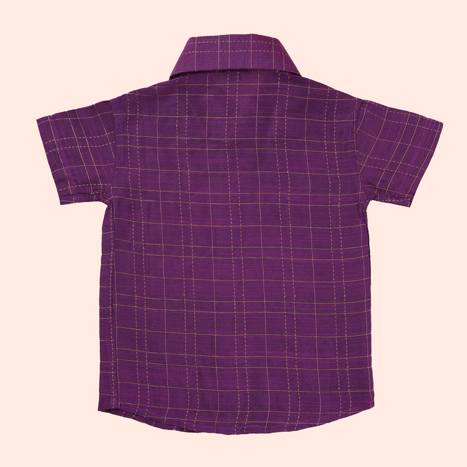 Majestic Purple Silk Checkered Festive Shirt for Boys
