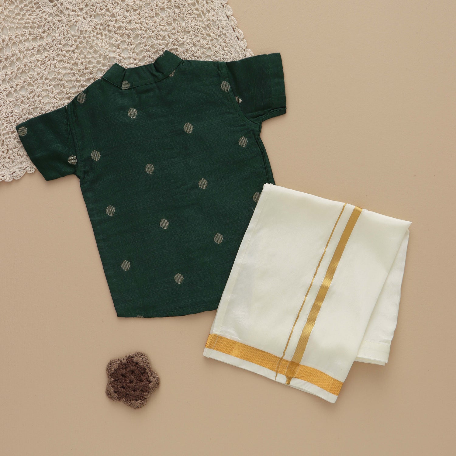 Emerald Charm: Boys Green Silk Shirt for Special Occasions