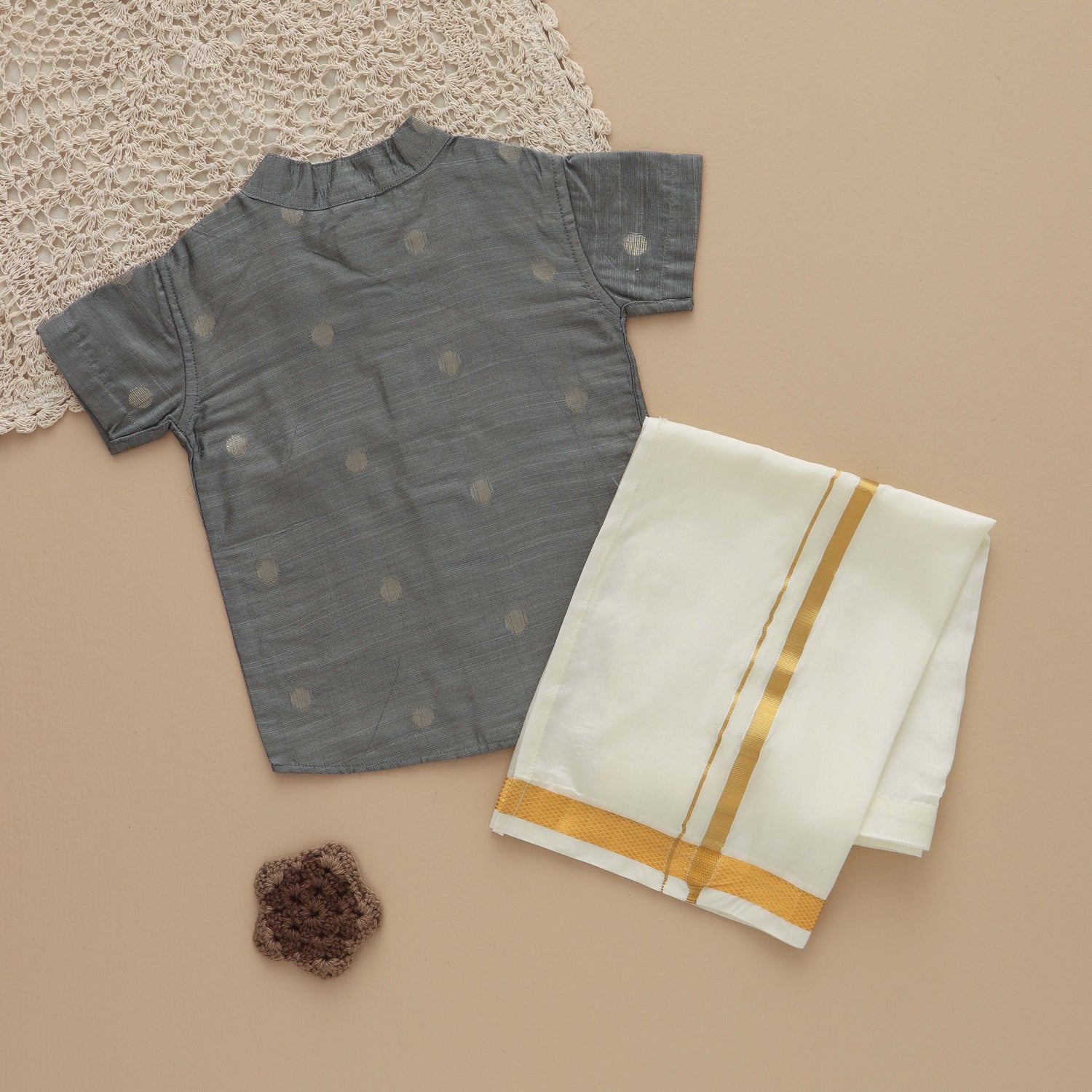 Silver Shine: Boys Silk Shirt in Grey for a Timeless Look