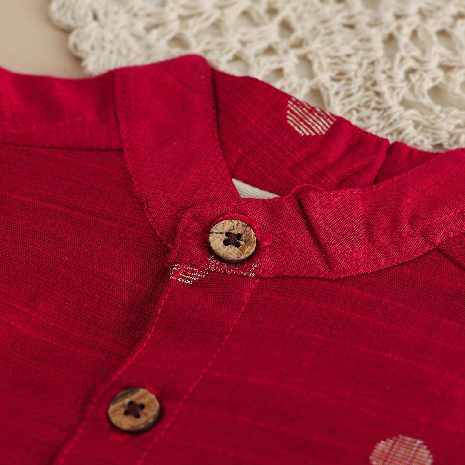 Royal Berry: Maroon Silk Shirt for Boys with Festive Flair