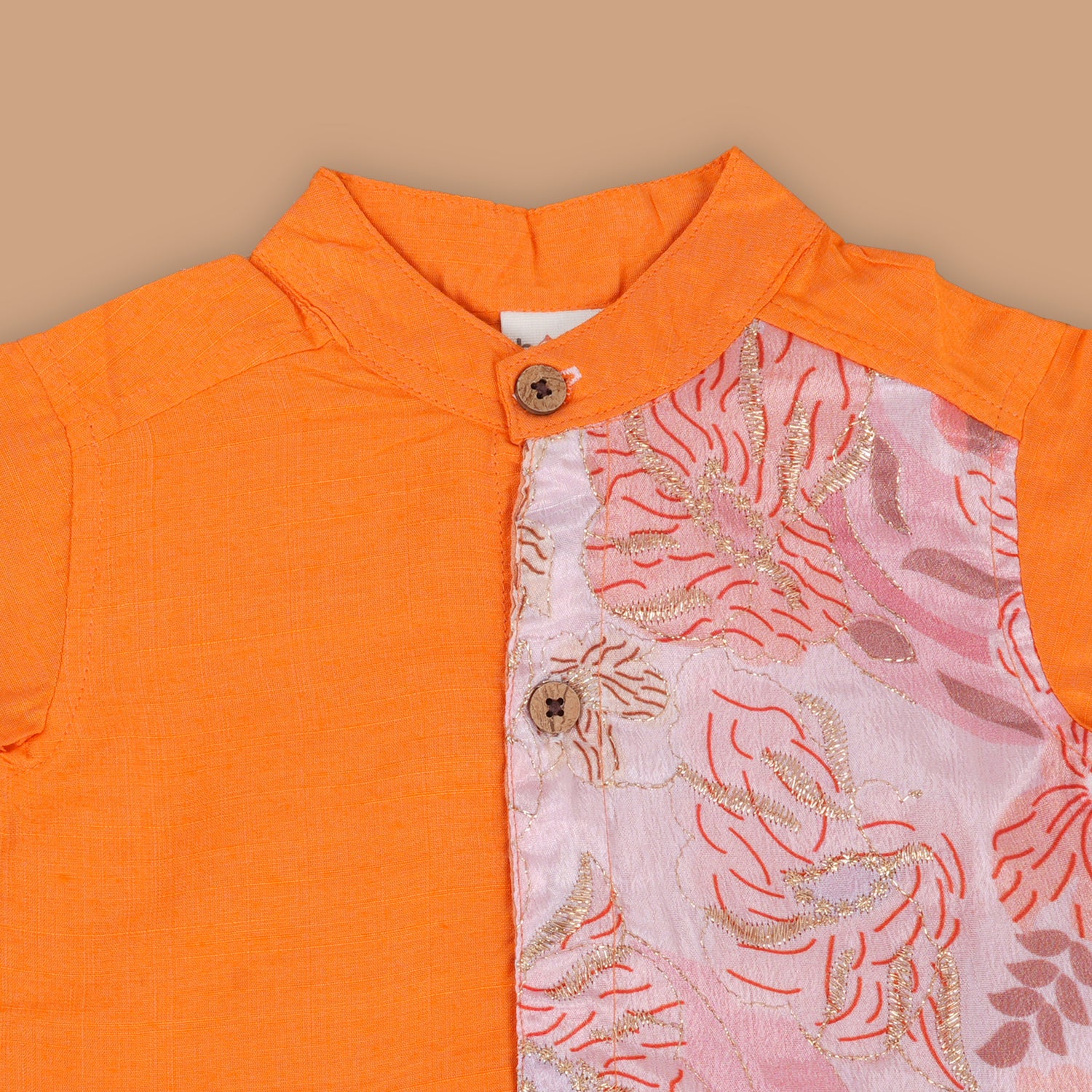 Radiant Orange Charm – Artistic Embroidery Design Shirt