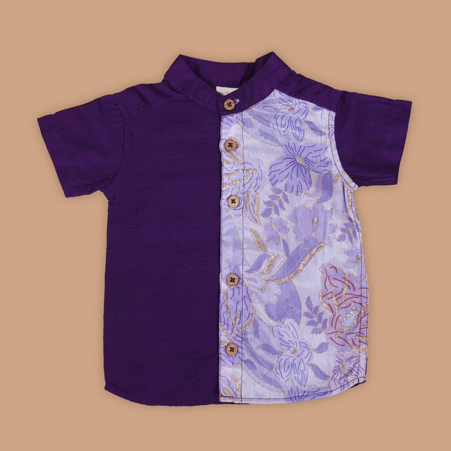 Majestic Purple Shirt – Floral Embroidery Delight