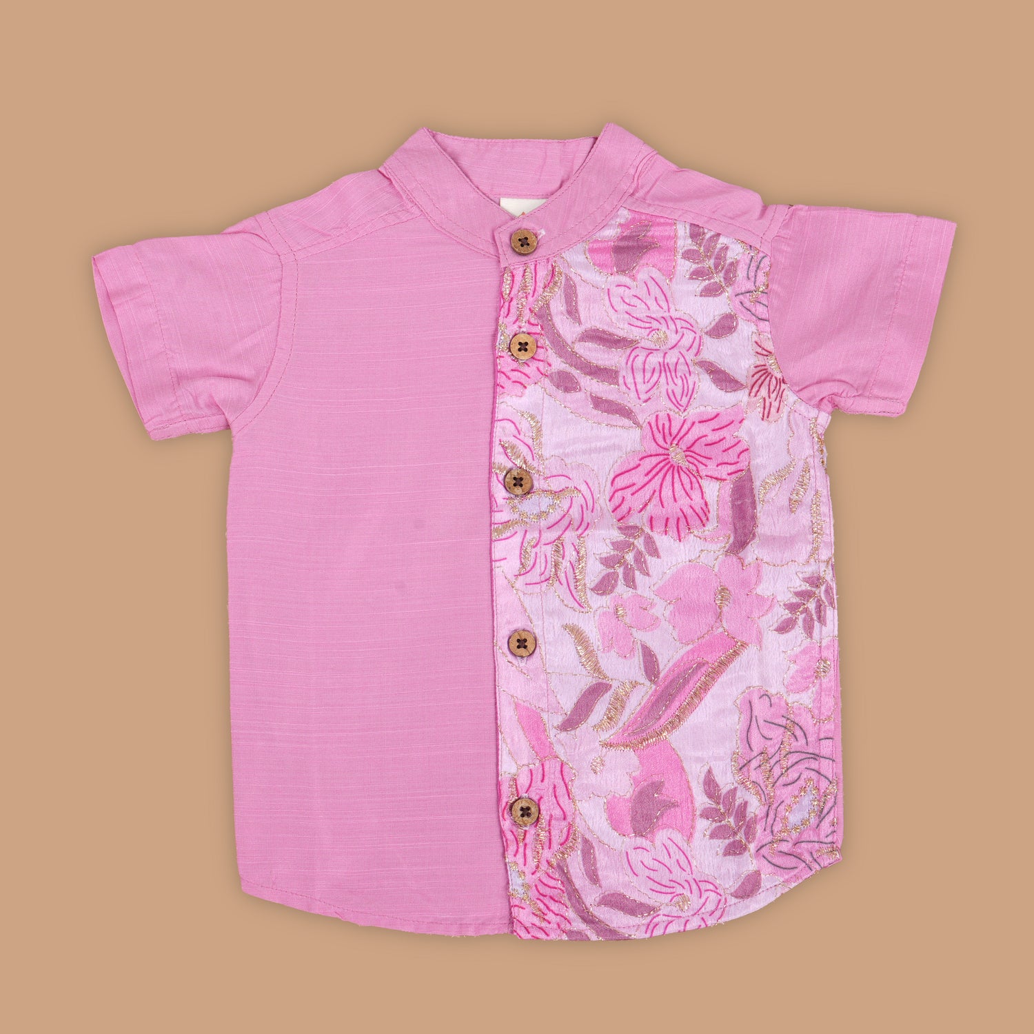 Soft Pink Shirt – Embroidered Floral Details