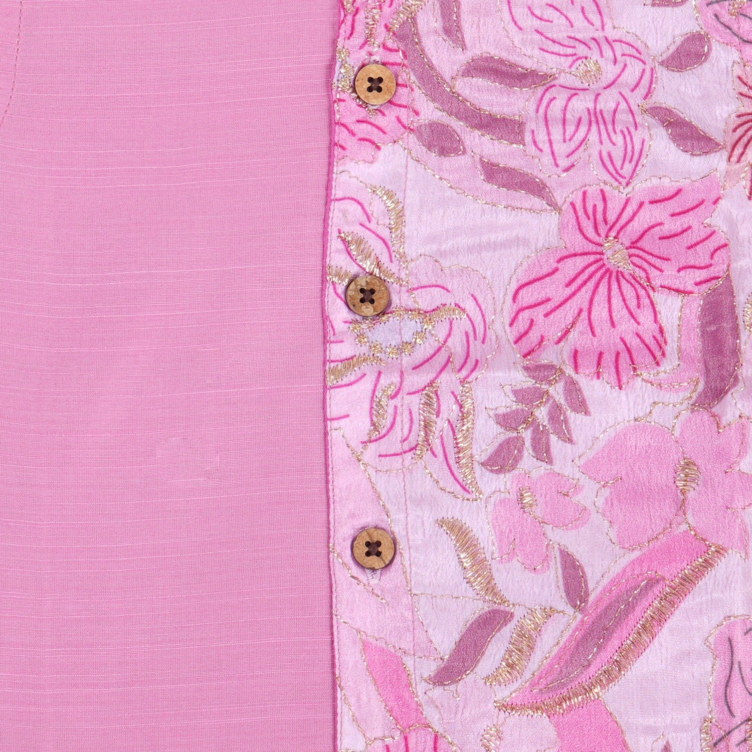 Soft Pink Shirt – Embroidered Floral Details