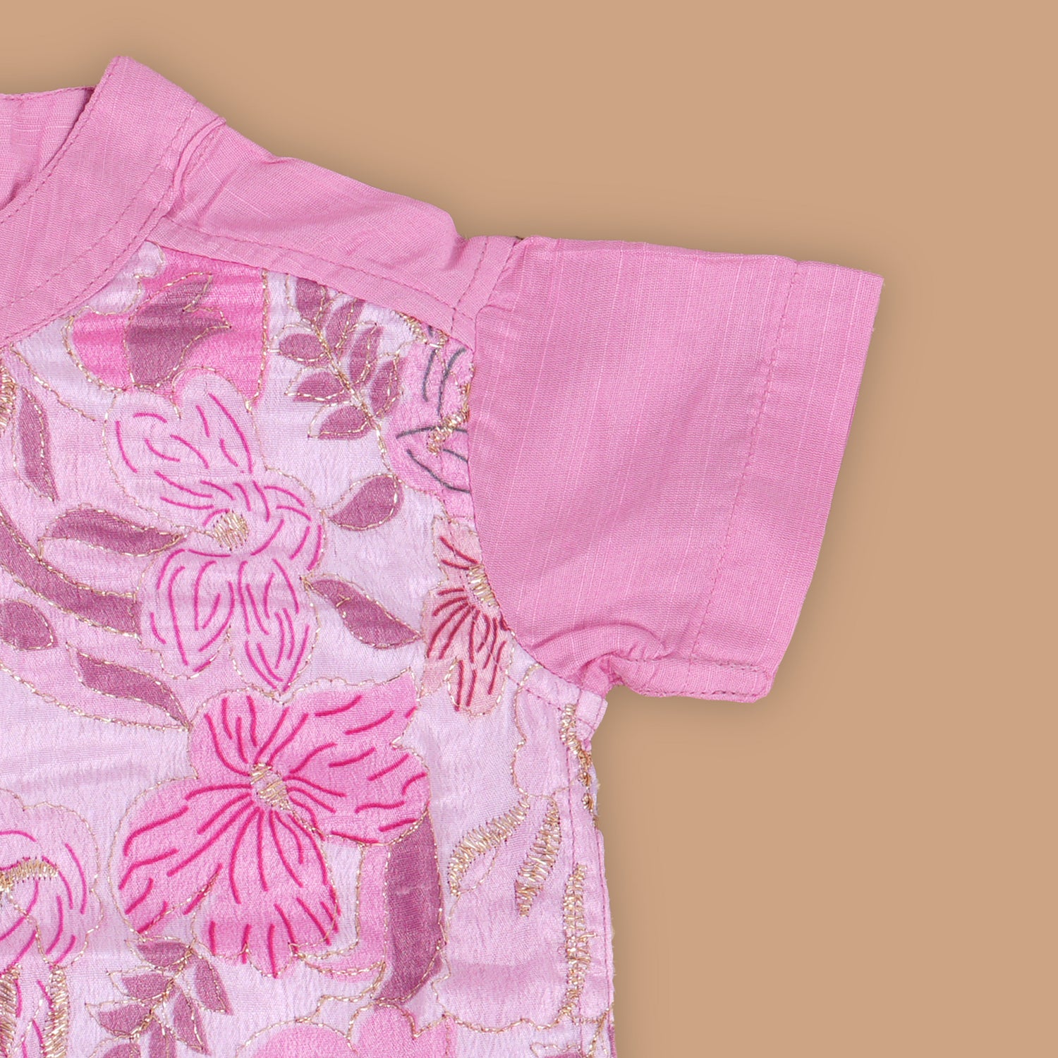 Soft Pink Shirt – Embroidered Floral Details