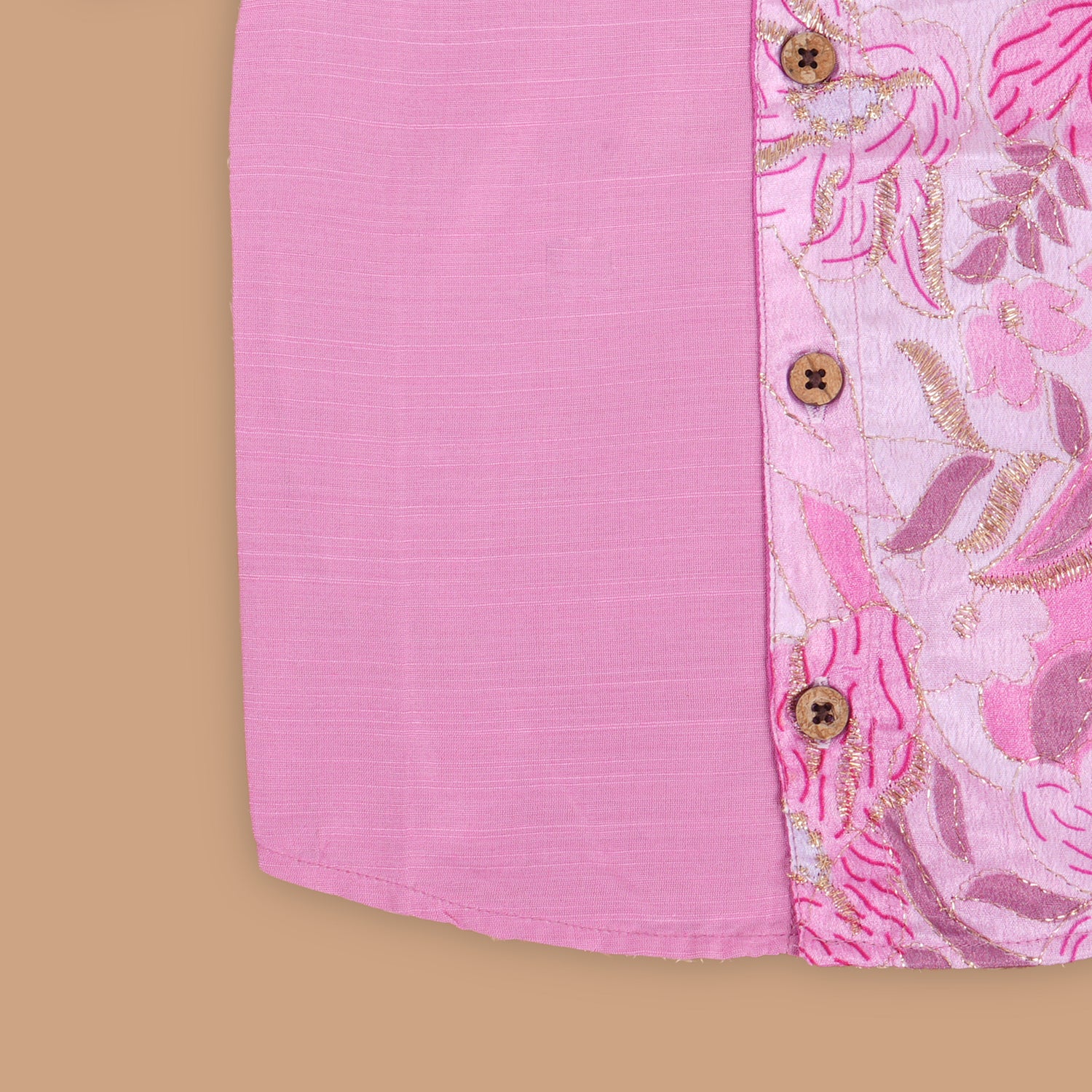 Soft Pink Shirt – Embroidered Floral Details