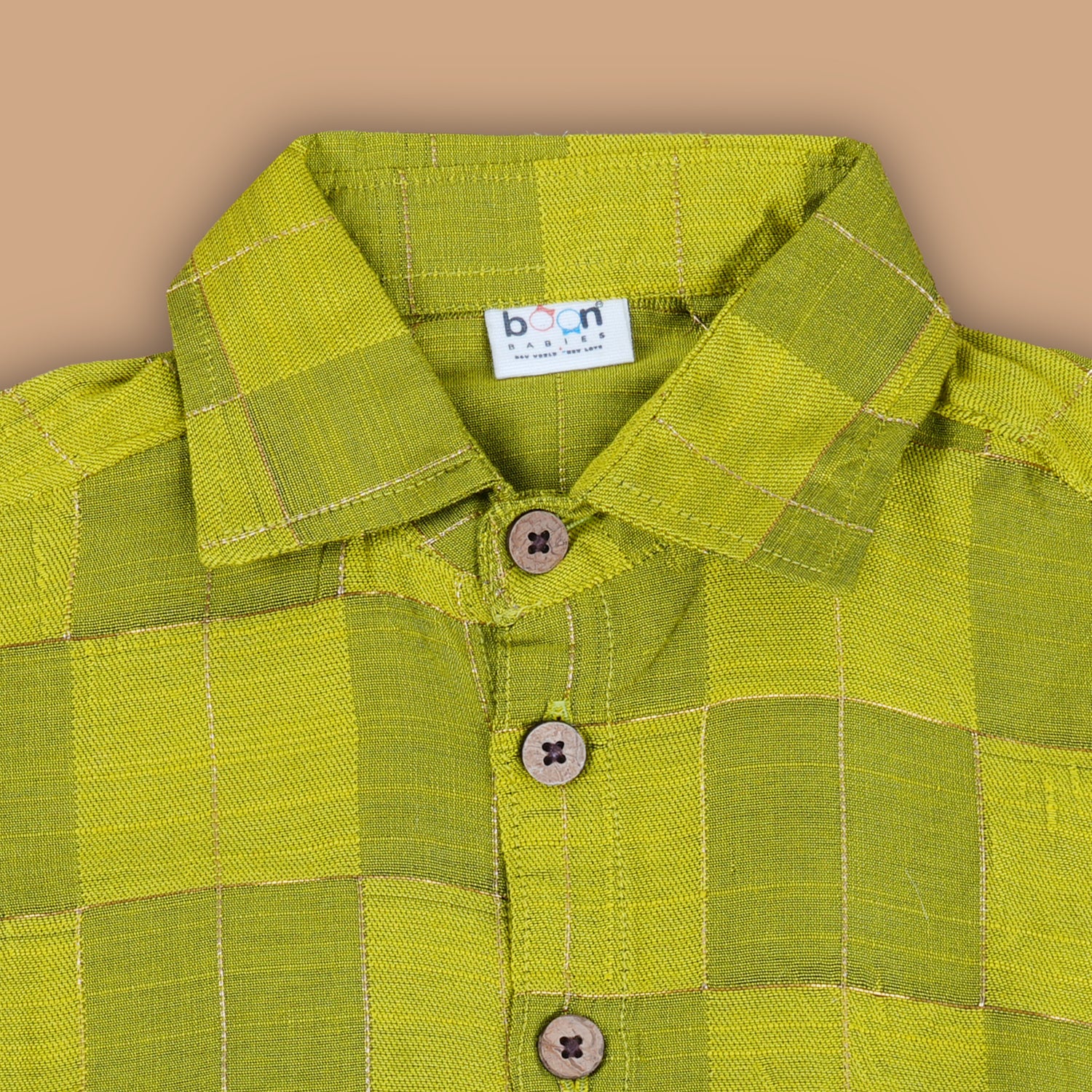 Stylish in Olive Green - Silk Shirt for Boys