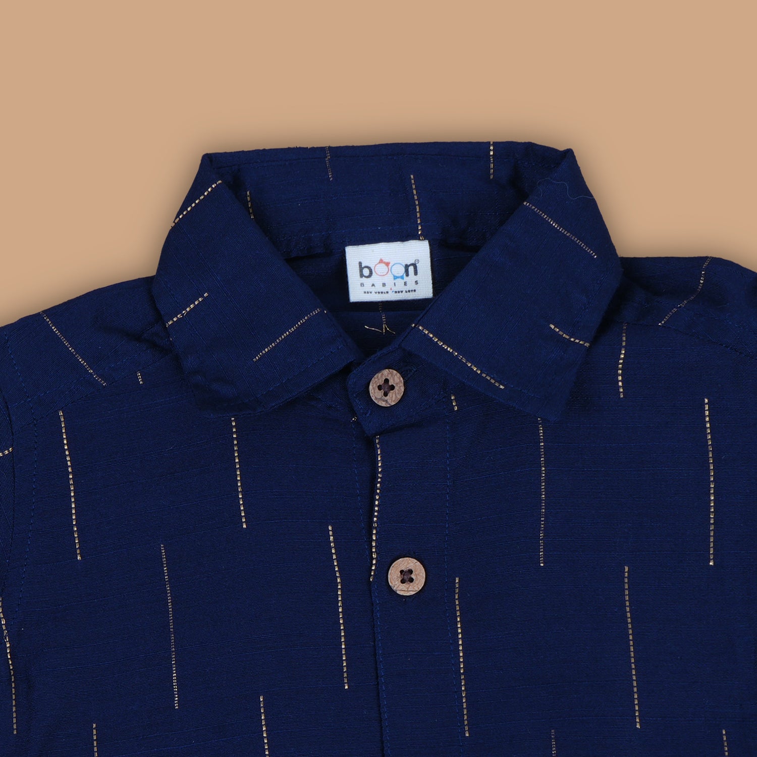 Navy Charm - Boys Silk Shirt with Button Detail