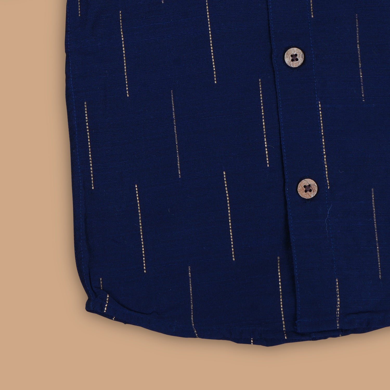 Navy Charm - Boys Silk Shirt with Button Detail