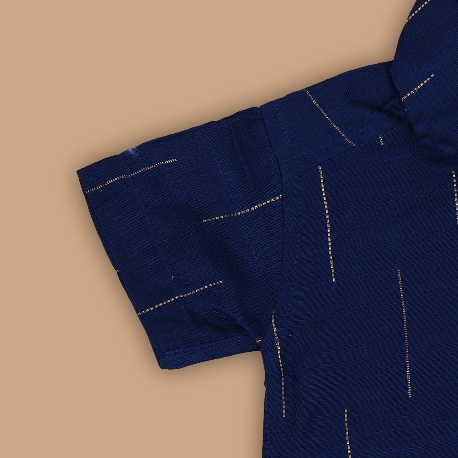 Navy Charm - Boys Silk Shirt with Button Detail