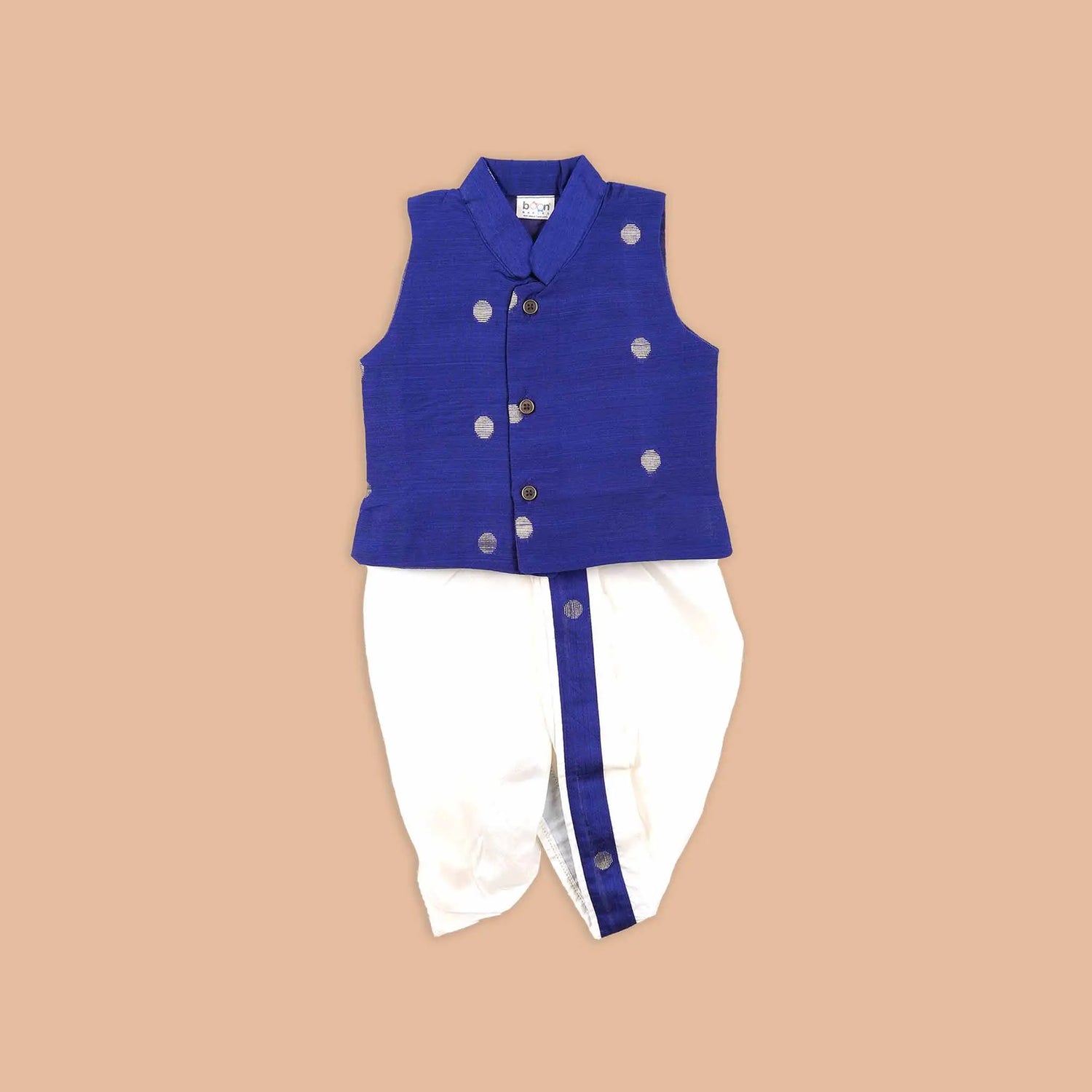 Traditional Silk Panchagajam Set for Boys – Royal Blue Booon Babies