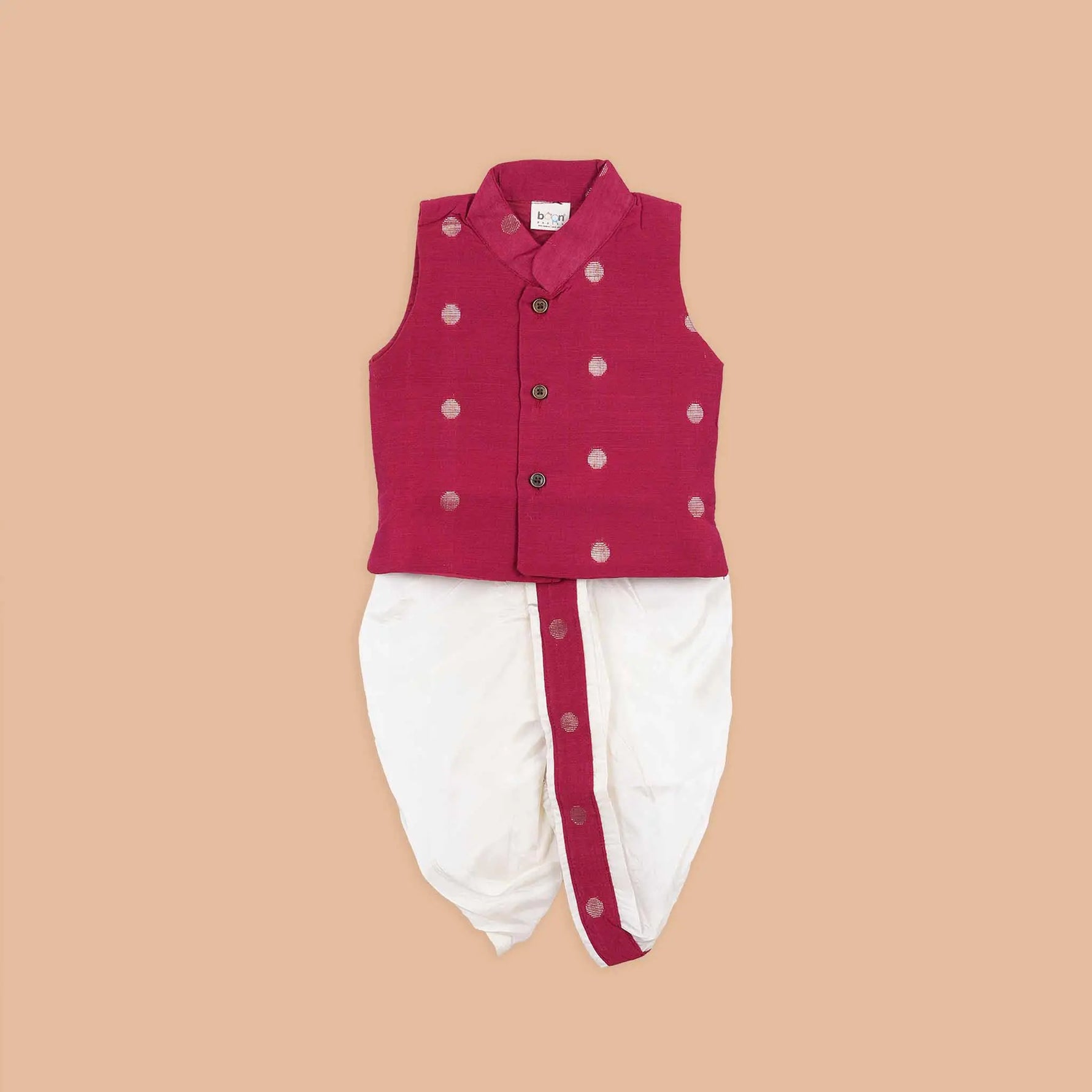 Elegant Maroon Silk Panchagajam Set for Boys – Festive Wear Booon Babies