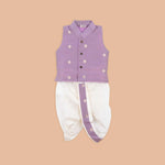 Lavender Silk Panchagajam Set for Boys – Elegant Traditional Outfit Booon Babies