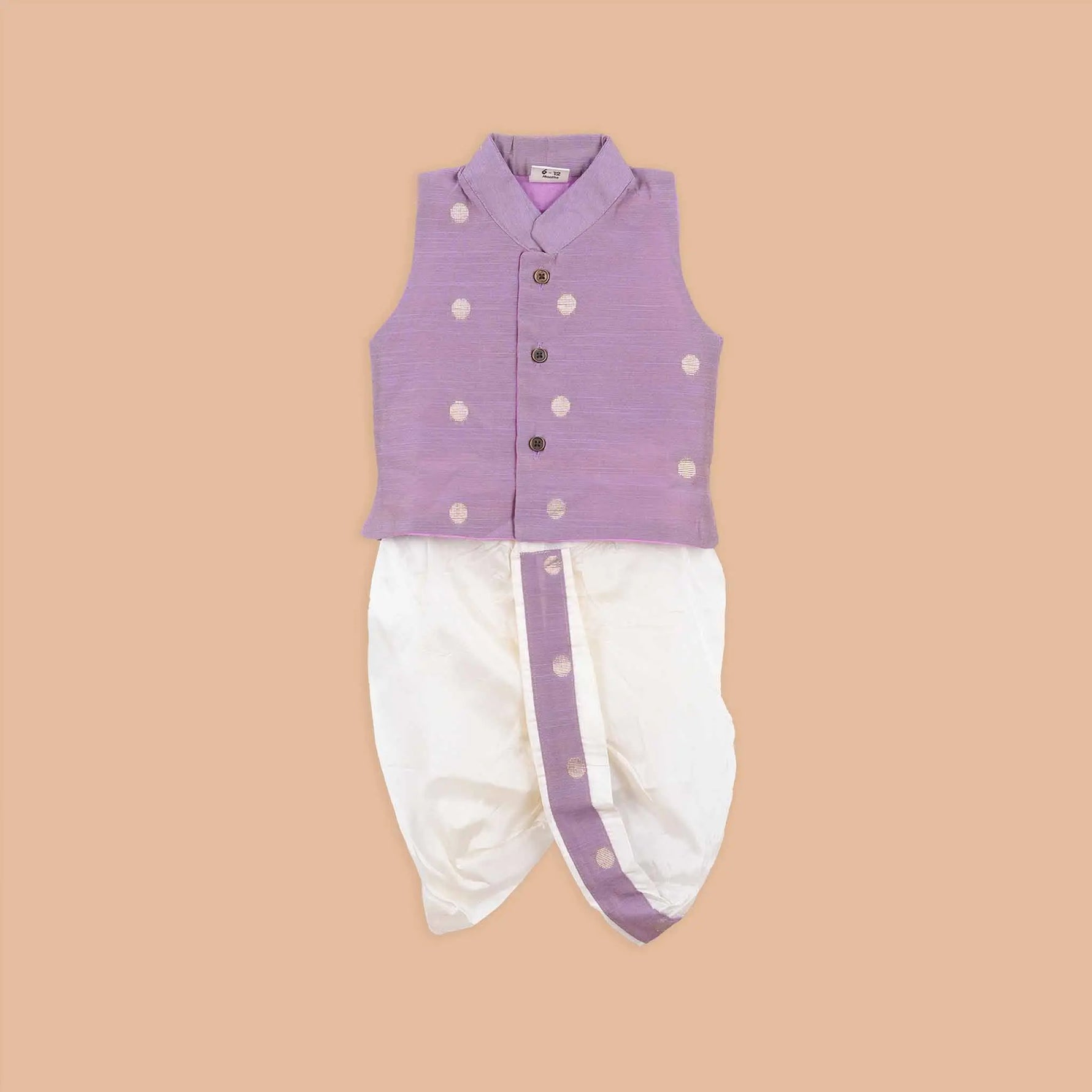 Lavender Silk Panchagajam Set for Boys – Elegant Traditional Outfit Booon Babies