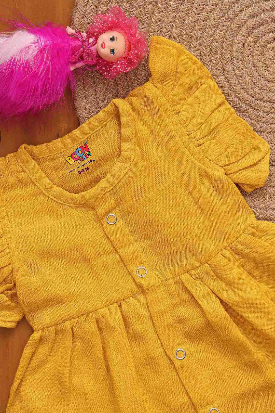 Elegant Solid Coloured Frilled Frock for Babies - Vibrant Everyday Style