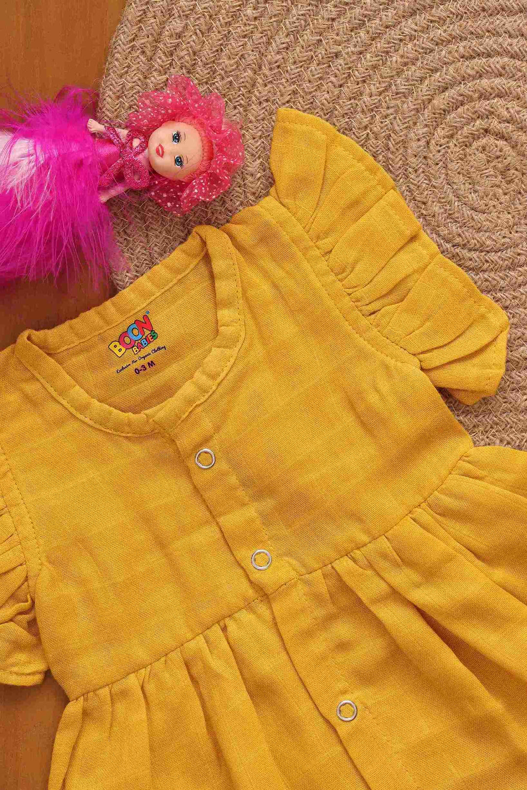 Elegant Solid Coloured Frilled Frock for Babies - Vibrant Everyday Style